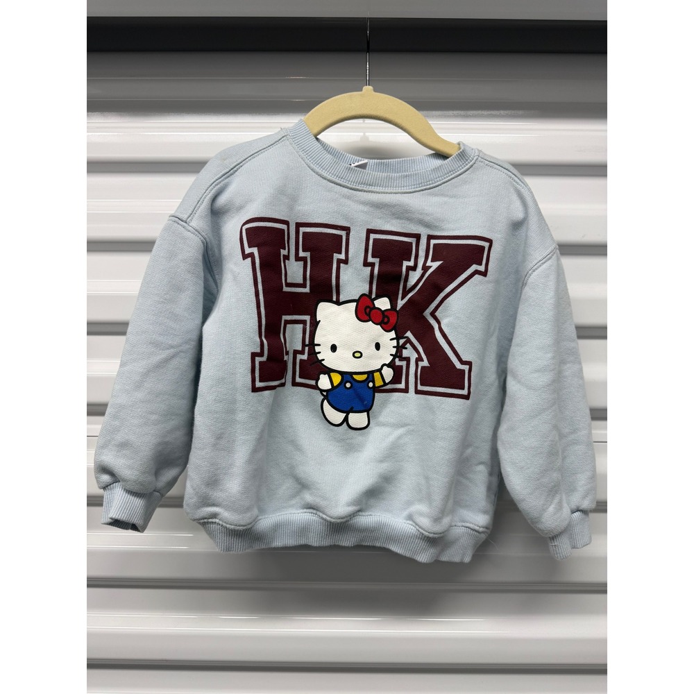 Zara Hello Kitty Sweatshirt Light Blue Girls Size 4 Years Varsity HK Pullover